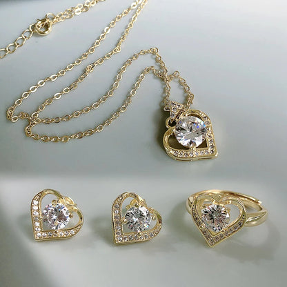 18K Gold Zircon Jewelry Set