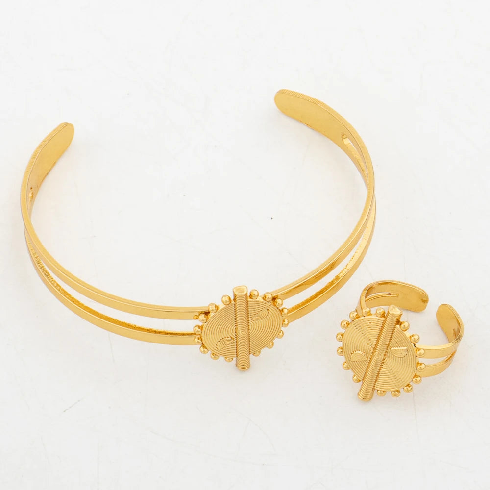 18K Gold Color Jewelry Set Ethiopian Simple Fashion for girls