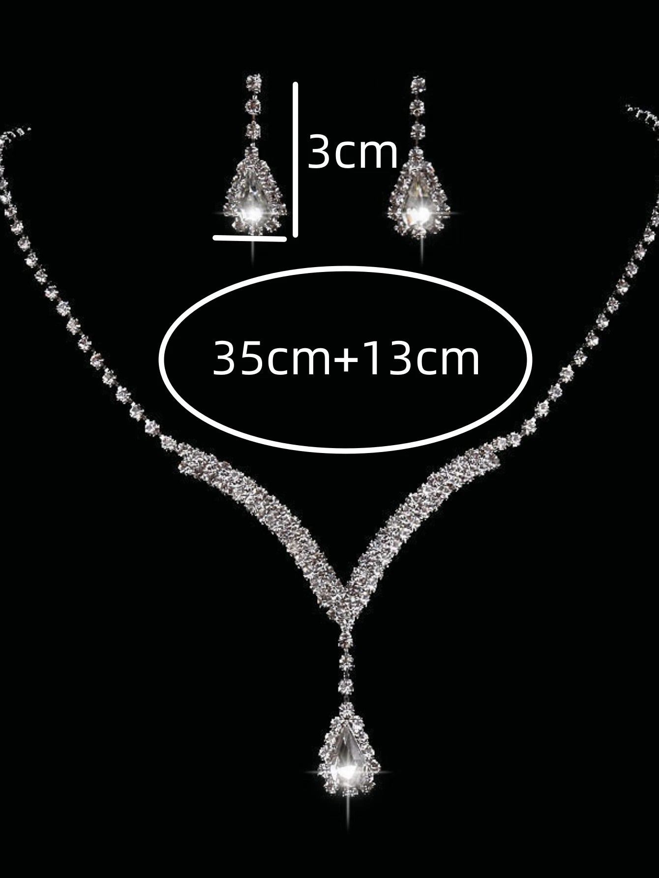 3pcs rhinestone droplet shaped