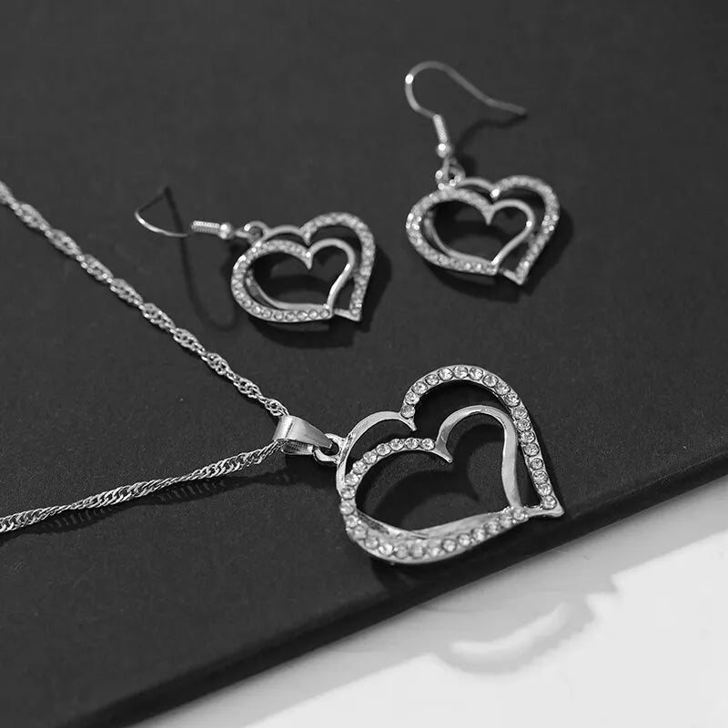 3 Pcs Set Heart Shaped Jewelry Set