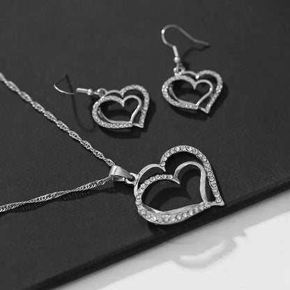 3 Pcs Set Heart Shaped Jewelry Set